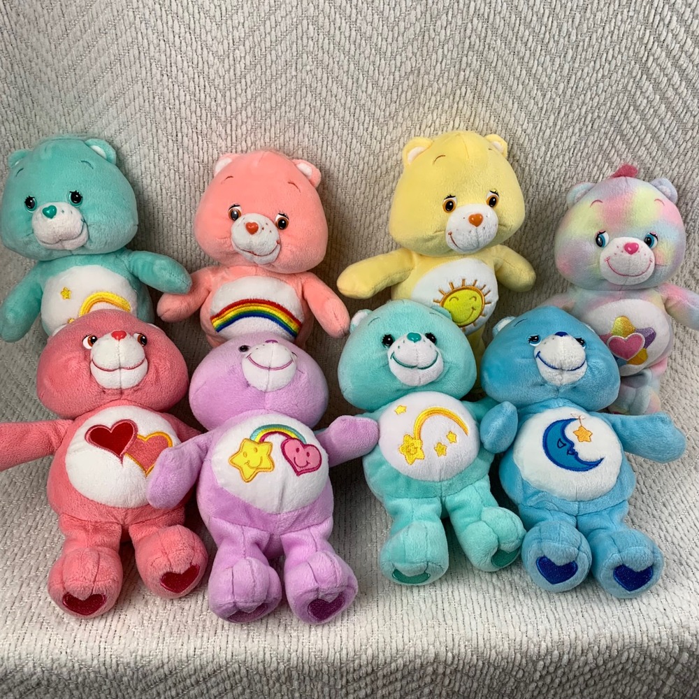 Care Bears Plush Lot 8pc Stuffed Animal Toy Collection Retro Cousins Vintage